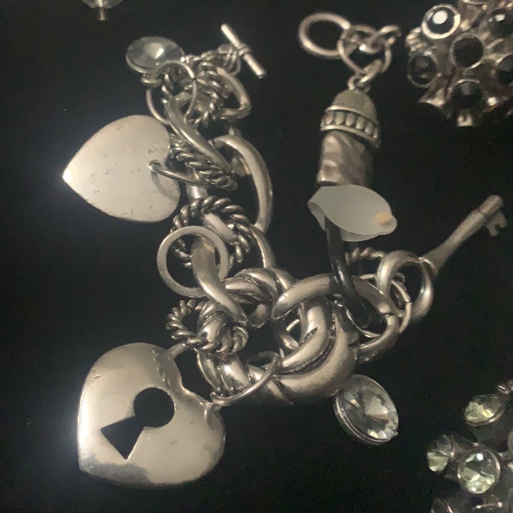 Chunky Swarovski Charm Bracelet-Silver NEW Toggle Clasp